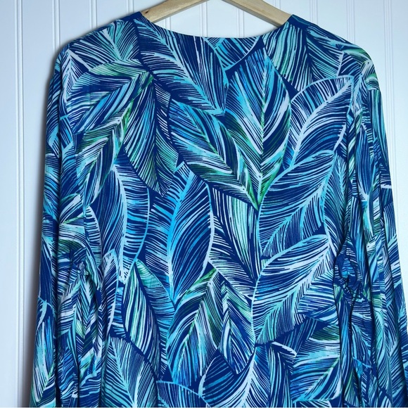 LA BLANCA Sketched Leaves Long Sleeve Tunic Swim Cover-Up Large NO FOR SALE - Picture 6 of 13